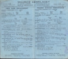 Liste Des Prix - Prijslijst - Landbouw Meststoffen  Maurice Hemelsoet Sint Amandsberg Gent - 1933 - Agricoltura