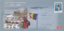 628FM- INTERNATIONAL POLAR YEAR, PENGUINS, ANTARCTIC BASE, COVER STATIONERY, 2007, ROMANIA - Année Polaire Internationale