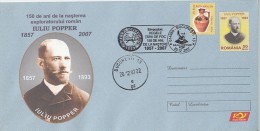 658FM- IULIU POPPER, EXPLORER, TIERRA DEL FUEGO, COVER STATIONERY, 2007, ROMANIA - Explorers