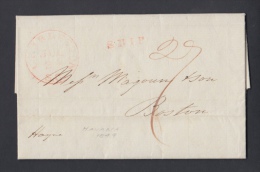 PREFI-201. CUBA SPAIN ESPAÑA. MARITIME MAIL. STAMPLESS. 1844. CARTA DE LA HABANA A BOSTON. US. VIA NEW YORK. MARCAS &ldq - Prephilately