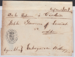 PREFI-221. CUBA SPAIN ESPAÑA. STAMPLESS. MARITIME MAIL. 1860. CORREO DE CABOTAJE.  LA HABANA A CARDENAS. SHIP “GEN - Voorfilatelie