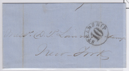 PREFI-233. CUBA SPAIN ESPAÑA. MARITIME MAIL. STAMPLESS. 1872. CARTA DE SANTIAGO DE CUBA A NEW YORK. US. MARCAS “ST - Prephilately