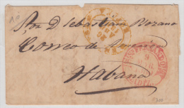 PREFI-239. CUBA SPAIN ESPAÑA. STAMPLESS. MARITIME MAIL. 1850. MARCA EMPRESA. “EMPRESA. ESPAÑA” AMARILLO. SAN - Prephilately