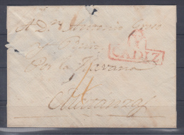 PREFI-244. CUBA SPAIN ESPAÑA. MARITIME MAIL. STAMPLESS. S/F. CARTA CADIZ TO MATANZAS. MARCA “Y. CADIZ”. - Vorphilatelie