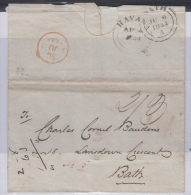 PREFI-245. CUBA SPAIN ESPAÑA. MARITIME MAIL. STAMPLESS. AGENCIA POSTAL INGLESA HABANA. 1844. UK. GREAT BRITAIN. BRITISH - Prephilately