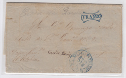 PREFI-253. CUBA SPAIN ESPAÑA. MARITIME MAIL. CARTA FERROL A LA HABANA. 1852. MARCA “HABANA FRANCO” AZUL. SHI - Voorfilatelie