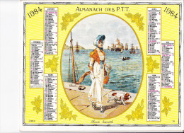 Almanach Des PTT 1984, La Belle Epoque, JL Beuzon, élégante Sur Le Port / Officier Sur Le Bord Du Lac , OBERTHUR - Big : 1981-90