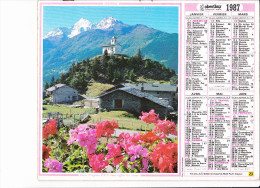 Almanach Des PTT 1987, Hameau Du Châtelard Et Massif Du Mont Pourri (73) / Annecy (74), Pont Des Amours,, OBERTHUR - Tamaño Grande : 1981-90