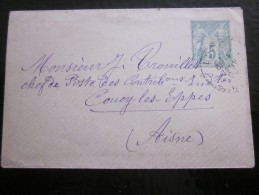 Entier Postal Entiers Postaux Cachet à Date Départ Orléans Télégraphe Pr Contributions Indirecte Coucy-les Eppes 01 - Standard Covers & Stamped On Demand (before 1995)