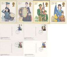 GIRL BOY SCOUTS SCOUTEURS PFADFINDER PFADFINDERINNEN - SCOUTING ENGLAND UK GB 1982 PHQ FDC CARDS WITH  STAMPS 910 - 913 - Covers & Documents