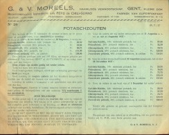 Liste Des Prix - Prijslijst - Landbouw Meststoffen Potaschzouten  Moreels Gent 1937 - Agricultura