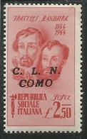 ITALIA REGNO ITALY KINGDOM 1944 1945 REPUBBLICA SOCIALE CLN COMO BANDIERA LIRE 2,50 MNH - National Liberation Committee (CLN)