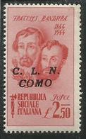 ITALIA REGNO ITALY KINGDOM 1944 1945 REPUBBLICA SOCIALE CLN COMO BANDIERA LIRE 2,50 MNH - Comité De Libération Nationale (CLN)