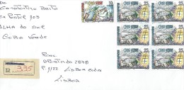 TIMBRES - STAMPS - LETTRE RECOMMANDÉE POUR PORTUGAL -CAP VERT / CAPE VERDE -LA CIGARRE ET LA FOURMI , CONTE J. FONTAINE - Kaapverdische Eilanden