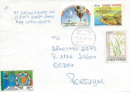 TIMBRES - STAMPS - LETTRE RECOMMANDÉE POUR PORTUGAL - CAP VERT / CAPE VERDE - TIMBRES DIVERS - Kap Verde