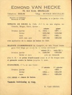 Liste Des Prix - Prijslijst - Landbouw Meststoffen Engrais Edmond Van Hecke - Bruxelles 1930 - Landwirtschaft