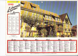 Almanach Des PTT 1990,  Itterswiller,Alsace (67), Maison à Colombages / Strasbourg (67), Boulé, EYRELLE - Tamaño Grande : 1981-90