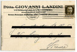 CARTOLINA COMMERCIALE DITTA GIOVANNI LANDINI TESSUTI ALL'INGROSSO PRATO VIAGGIATA ANNO 1938 - Prato