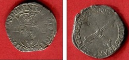 1/4 ECU 1589 T    TB  40 - 1574-1589 Henri III