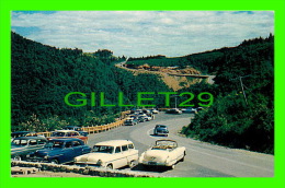 PERCÉ, QUÉBEC - VUE DANS LA GRANDE COUPE - ANIMÉE DE VIEILLES VOITURES -TICHNOR BROS INC - PUB. H.V. HENDERSON - - Percé