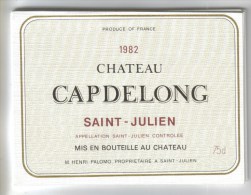 LOT 3 ETIQUETTES BOUTEILLE VIN - St Julien "Chat. Capdelong"83 Et "Chat. Cavignac"2010, Médoc "Chateau Queyzans" 92 - Lots & Sammlungen