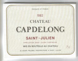LOT 3 ETIQUETTES BOUTEILLE VIN - St Julien "Chat. Capdelong"83,  "Baronne Fontignac"95, Médoc "Chateau Queyzans" 92 - Collections, Lots & Séries