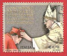 ITALIA REPUBBLICA USATO - 2014 - Concistoro Ordinario Pubblico Per La Creazione Di Nuovi Cardinali - € 0,70 - S. 3458 - 2011-20: Gebraucht