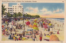 General Beach Scene In Sunny Fort Lauderdale Florida1942 - Fort Lauderdale