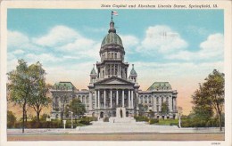 State Capitol And Abraham Lincoln Statue Springfield Illinois 1940 - Springfield – Illinois