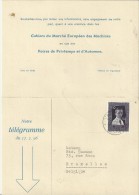 LIECHTENSTEIN 1956 - ADVERTISING CARD OF EXHIBITIONS DU  MARCHE EUROPEEN DES MACHINES ADDR TO BELGIUM W 1 ST OF 10 C POS - Briefe U. Dokumente