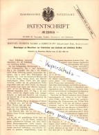 Original Patentschrift - M. Barker Nairn In Kirkcaldy , Scotland , 1882 , Machine For The Manufacture Of Linoleum !!! - Fife