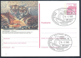 Germany Deutschland 1985 PS Stationery Card: Fauna Tiger Panhera Tigris Zoo Stuttgart; 600 Jahre Seefahrt - Raubkatzen