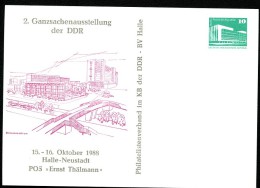 DDR PP18 D2/017 Privat-Postkarte GANZSACHEN-AUSSTELLUNG Halle-Neustadt 1988  NGK 3,00 € - Cartoline Private - Nuovi