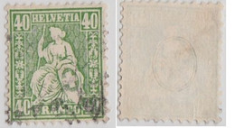 SWISS SWITZERLAND SCHWEIZ SUISSE 1863 MI 26 40 RAPP GREEN - Usados