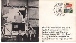 SPACE -  USA - 1969 - APOLLO 9  UNVEILING LANDING CRAFT  COVER  WITH  PORT WASHINGTON   POSTMARK - Etats-Unis