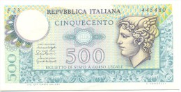 ITALIA BANCONOTA DA LIRE 500 FDS MERCURIO DECRETO 20/12/76  SERIE F23 445480 - 500 Lire