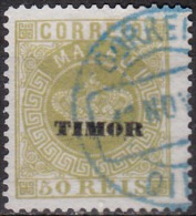 TIMOR -1886 - Tipo Coroa.Selos De Macau, C/ Sobga «TIMOR»  50 R. (o) (Não Emitido Falso, Fournier, Raro) - Timor