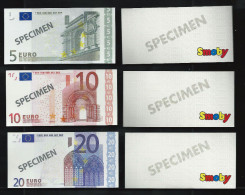 Spielgeld "SMOBY" Testnote Set, 5-10-20 EURO, Training, Education, Play Money, 80 X 40 Mm, RRR, UNC - Other & Unclassified