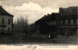 Leopoldsburg  4 CP   Post   Kerk '07 Gasthuisstr      Café A La  1907      Molen 1904     Station 1907 - Leopoldsburg