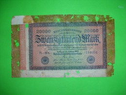 Germany,20000 Mark 1923,zwanzigtausend,banknote,paper Money,bill,geld,vintage,damaged - 20.000 Mark