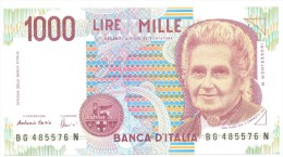 ITALIA BANCONOTA DA LIRE 1000  MONTESSORI  SERIE BG 485576 N   FDS - 1.000 Lire