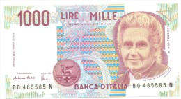 ITALIA BANCONOTA DA LIRE 1000  MONTESSORI  SERIE BG 485585 N   FDS - 1.000 Lire