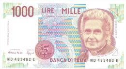 ITALIA BANCONOTA DA LIRE 1000  MONTESSORI  SERIE ND 483462 E   FDS - 1.000 Lire