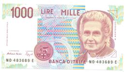ITALIA BANCONOTA DA LIRE 1000  MONTESSORI  SERIE ND 483689 E   FDS - 1.000 Lire