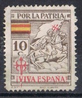 Sello Por La Patria Guerra Civil SANTIAGO (Coruña) 10 Cts, Castaño Claro * - Viñetas De La Guerra Civil