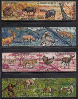 Burundi Used Scott #355-#360, #C146-#C151 Set Of 12 Strips Of 4 Each Wildlife - Schimpansen