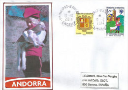 Enfant Andorran En Costume, Sur Lettre  Postée Au Village D´Encamp,adressée En Espagne. - Storia Postale