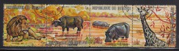 Burundi Used Scott #355 Strip Of 4 1fr Lion, Cape Buffalo, Hippopotomus, Giraffe - Used Stamps