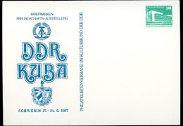 DDR PP18 D2/032 Privat-Postkarte AUSSTELLUNG WAPPEN KUBA Schwerin 1987  NGK 3,00 € - Privé Postkaarten - Ongebruikt