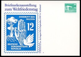 DDR PP18 D2/033 Privat-Postkarte WELTFRIEDENSTAG Stralsund 1989  NGK 3,00 € - Privé Postkaarten - Ongebruikt